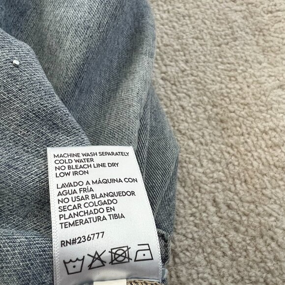 PTCL Pearl Blue Cropped Long Sleeve Shirt Top Shacket L - Picture 10 of 10